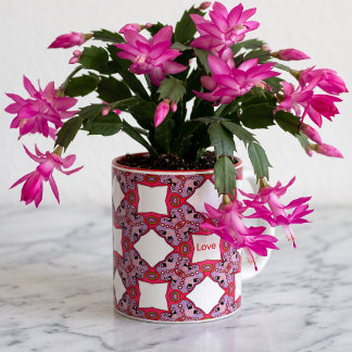 Taza Bicolor Patrón de parche de Navidad de amor