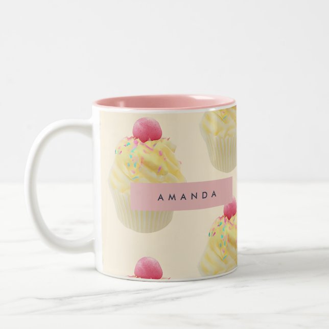 Taza Bicolor Patrón de pastel caprichoso personalizado (Izquierda)