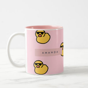 Taza Bicolor Patrón de pato de goma amarillo de Guay personaliz