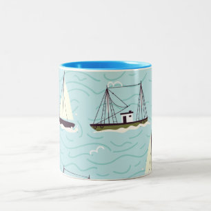 Taza Bicolor Patrón de pesca náutica