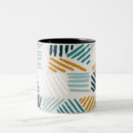 Taza Bicolor Patrón de pincel geométrico abstracto moderno