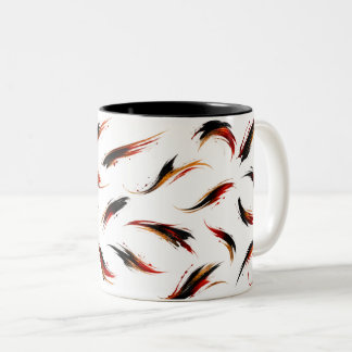 Taza Bicolor Patrón de pinceladas abstractas y ardientes