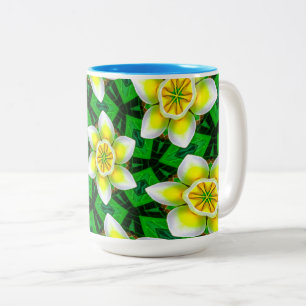 Taza Bicolor Patrón de Plumeria Amarilla Cuta