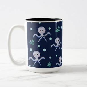 Taza Bicolor Patrón de Pulpo Adorable
