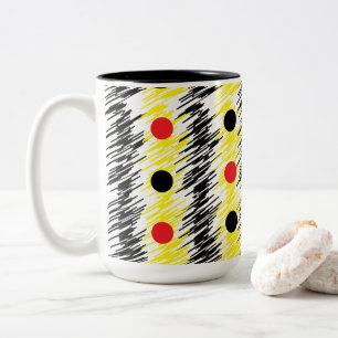 Taza Bicolor Patrón de punto de lunares de garabato abstracto