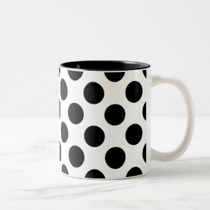 Taza Bicolor Patrón De Punto De Polka Blanco Y Negro