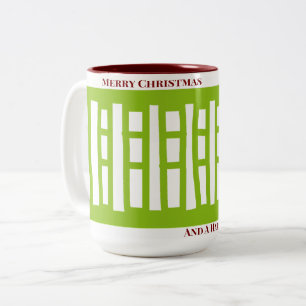 Taza Bicolor Patrón de punto de ribete a rayas MAZ 079 Navidad