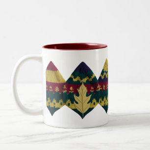 Taza Bicolor Patrón de punto Fair Isle de otoño Hoja de otoño 