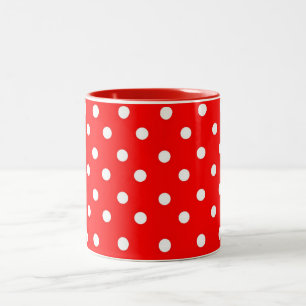 Taza Bicolor Patrón de puntos de polka rojo
