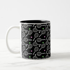 Taza Bicolor Patrón de raqueta de tenis