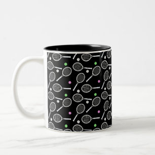 Taza Bicolor Patrón de raqueta de tenis