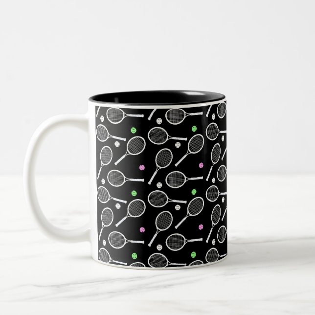 Taza Bicolor Patrón de raqueta de tenis (Izquierda)
