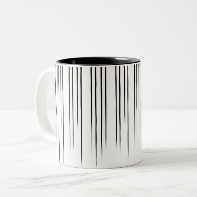 Taza Bicolor Patrón de rayas de estilo negro/blanco (Anverso izquierdo)