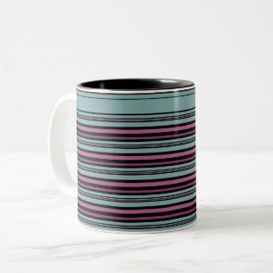 Taza Bicolor Patrón de rayas rosa gris oscuro
