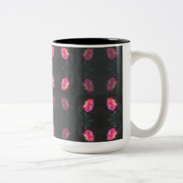Taza Bicolor Patrón de Rosas Rosadas