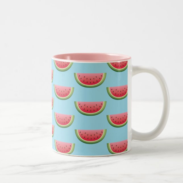 Taza Bicolor Patrón de sandía sobre fondo azul (Derecha)