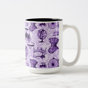 Taza Bicolor Patrón de Steampunk púrpura café Mug