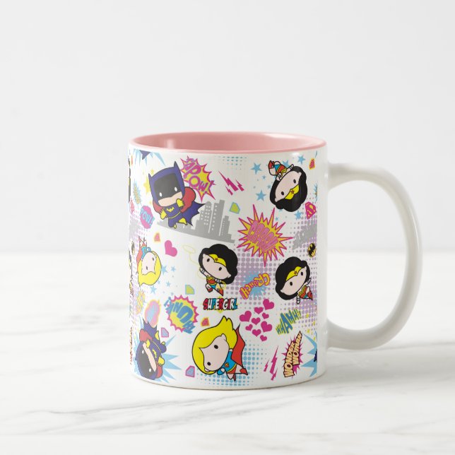 Taza Bicolor Patrón de Super Heroína Chibi (Derecha)