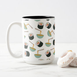 Taza Bicolor Patrón de sushi y fideos