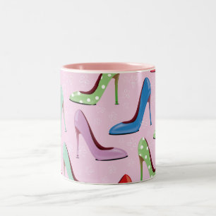 Taza Bicolor patrón de tacones altos