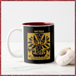 Taza Bicolor Patrón de tatuaje étnico tribal
