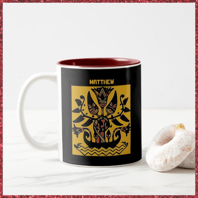 Taza Bicolor Patrón de tatuaje étnico tribal (Subido por el creador)