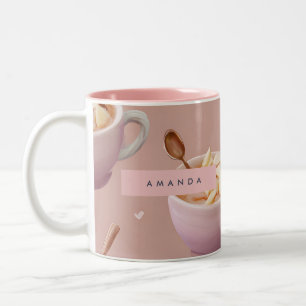 Taza Bicolor Patrón de té de canela de Apple Pastel personaliza
