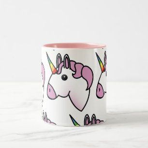 Taza Bicolor Patrón de unicornio corto