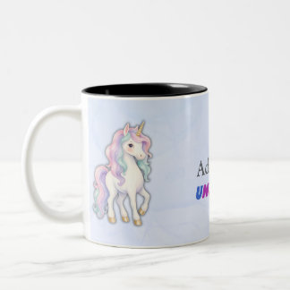 Taza Bicolor Patrón de unicornio rosa lindo nombre personalizad
