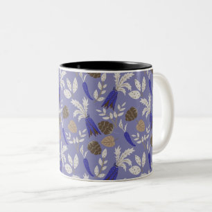 Taza Bicolor Patrón De Zanahorias Y Tuercas Azules