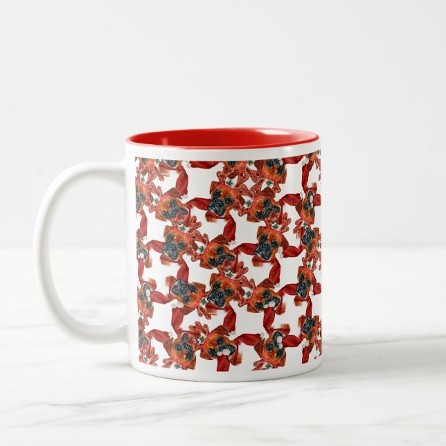 Taza Bicolor Patrón divertido de Boxer para Navidad (Izquierda)