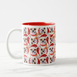 Taza Bicolor Patrón divertido de Chihuahua de Navidad