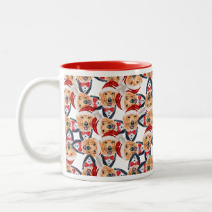 Taza Bicolor Patrón divertido de Navidad con sombrero de Santa