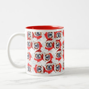 Taza Bicolor Patrón divertido de Navidad de Bulldog Inglés