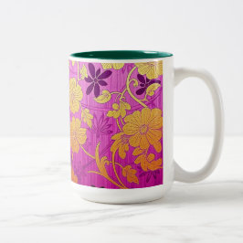 Taza Bicolor Patrón dorado rosado ORIENTAL - Mug, Cup
