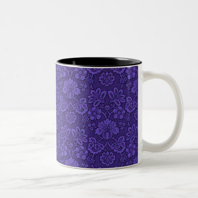 Taza Bicolor Patrón elegante de damasco violeta (Derecha)