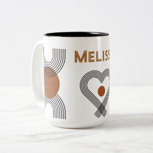 Taza Bicolor patrón estético de boho colorido geométrico