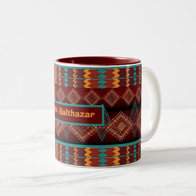 Taza Bicolor Patrón étnico geométrico del suroeste (Anverso derecho)