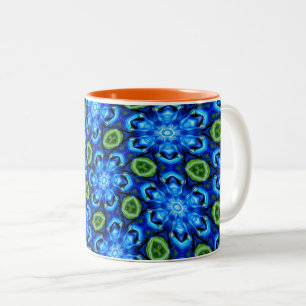 Taza Bicolor Patrón floral azul abstracto