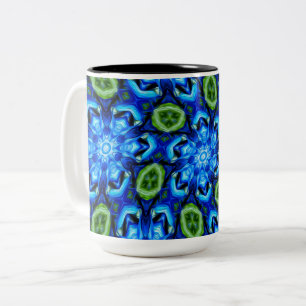 Taza Bicolor Patrón floral azul abstracto