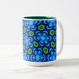 Taza Bicolor Patrón floral azul abstracto