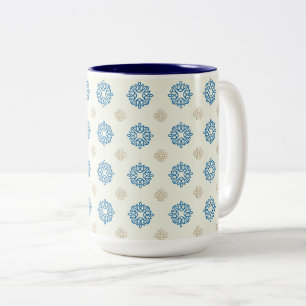 Taza Bicolor Patrón floral azul cobalto