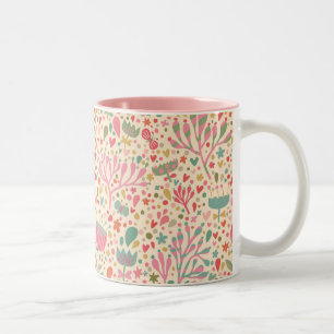 Taza Bicolor Patrón floral brillante