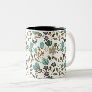 Taza Bicolor Patrón floral colorido