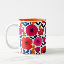 Taza Bicolor Patrón floral colorido BOHO