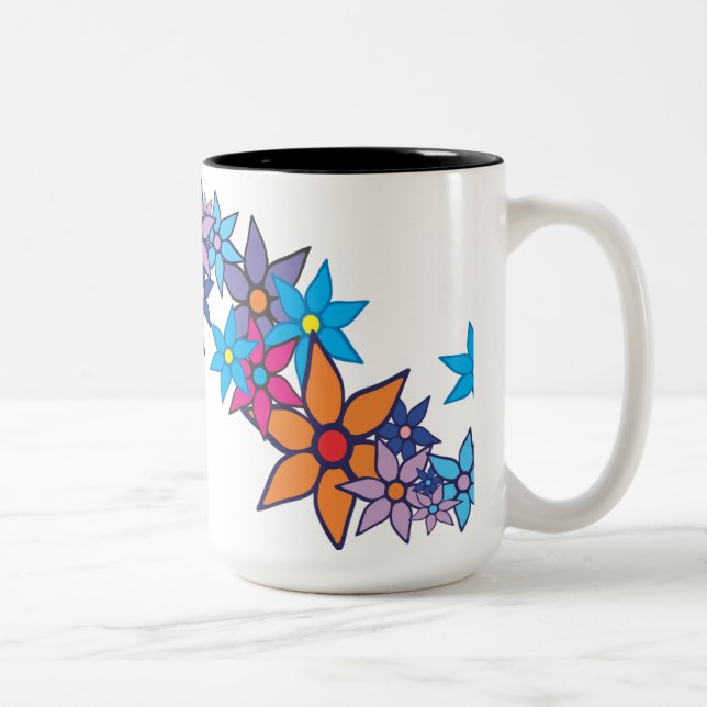 Taza Bicolor Patrón floral de moda #2 (Derecha)