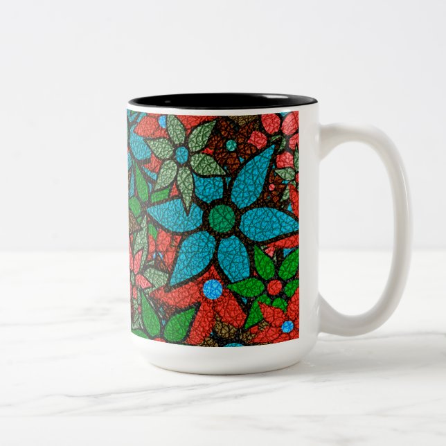 Taza Bicolor Patrón floral de moda #6 (Derecha)