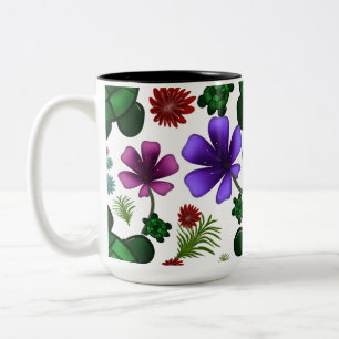 Taza Bicolor Patrón floral de tortuga
