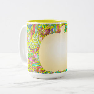Taza Bicolor patrón floral decorativo