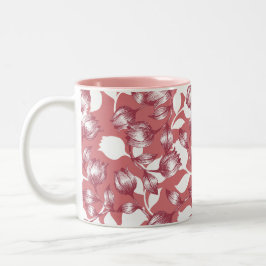 Taza Bicolor Patrón floral elegante de tulipanes rojos